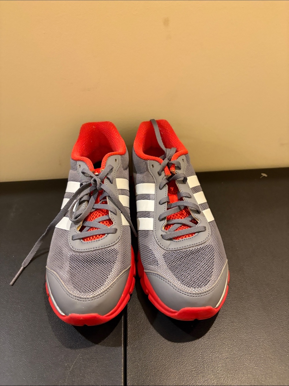 adidas Gray and Red Men's Athletic Sneakers with White Stripes